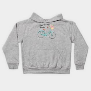 Classic Baby Blue Spring Bicycle Keep Moving Froward Quote Kids Hoodie